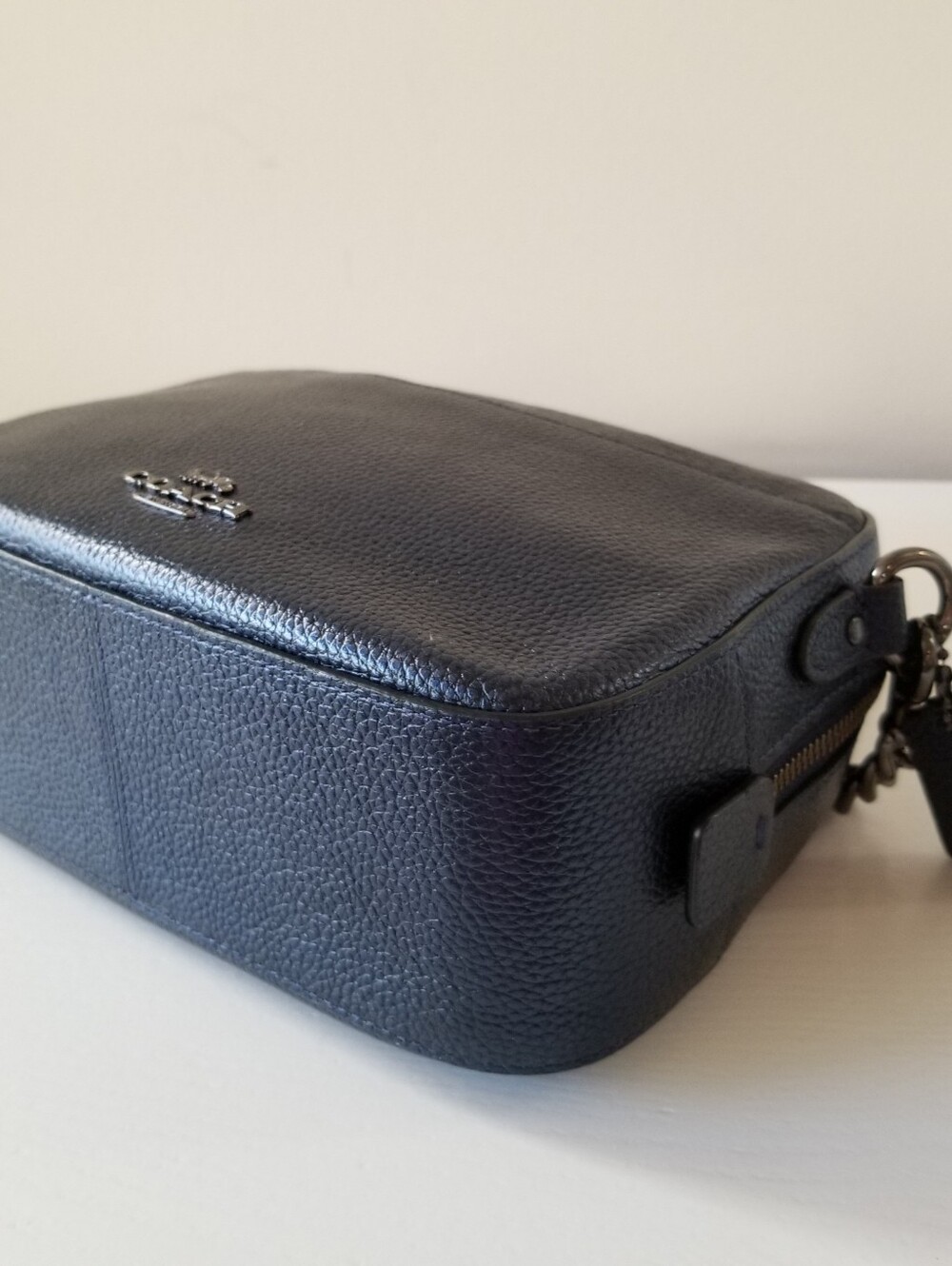 Coach Metallic Blue Camera Bag Pebbled Leather - Picture 11 of 15